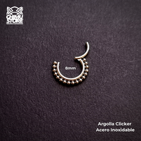 NEW Argolla Clicker Acero Inoxidable - Bordeado de Cuentas (1,2mm;8mm) (16G)