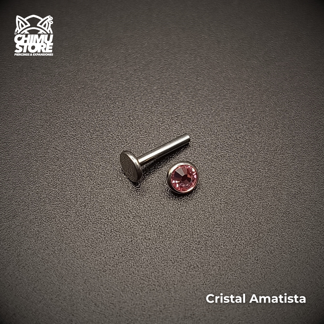 Labret Titanio G23 - Bezel Set Cristal 4mm (1,2mm;8mm) (16G)