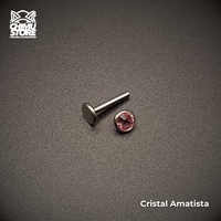 Labret Titanio G23 - Bezel Set Cristal 4mm (1,2mm;8mm) (16G)