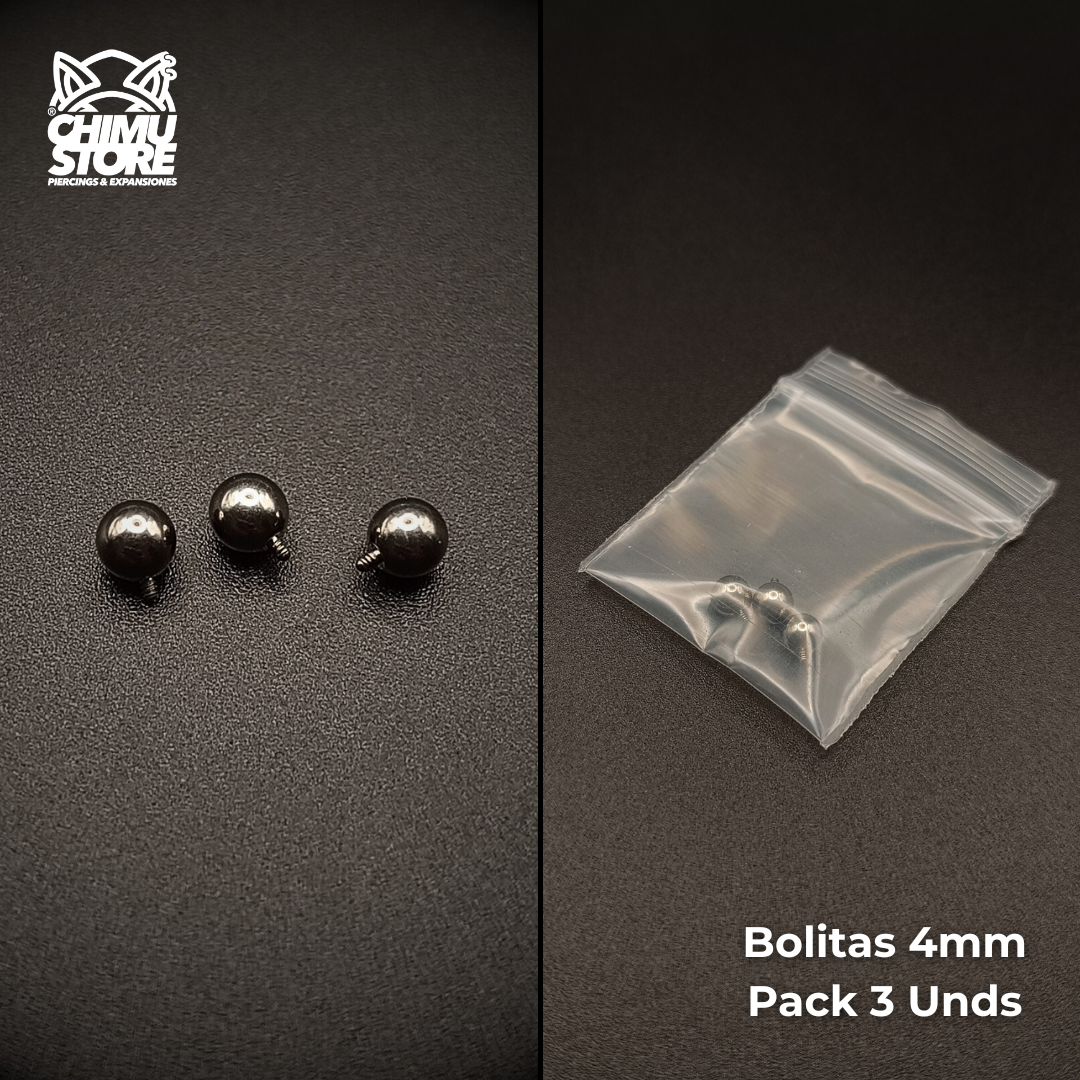 NEW Packs de Repuestos Bolita 3mm y 4mm - Rosca Interna Titanio G23 (1,2mm) (16G)