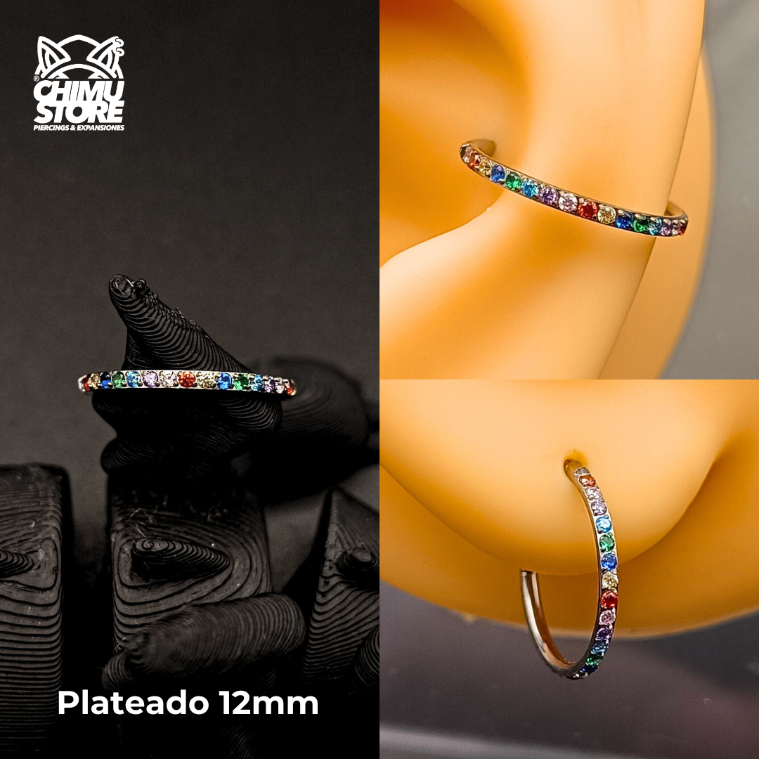 NEW Argolla Clicker Titanio ASTM F-136 - Zirconias Colores Laterales (1,2mm) (16G)