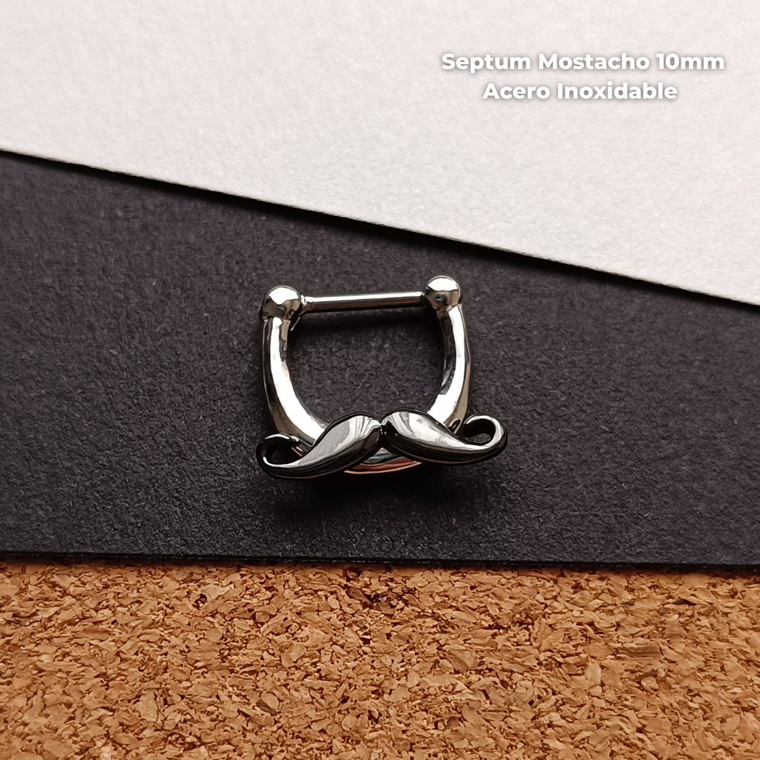 NEW Septum Clicker Acero Inoxidable - Mostacho (1,2mm;10mm) (16G)