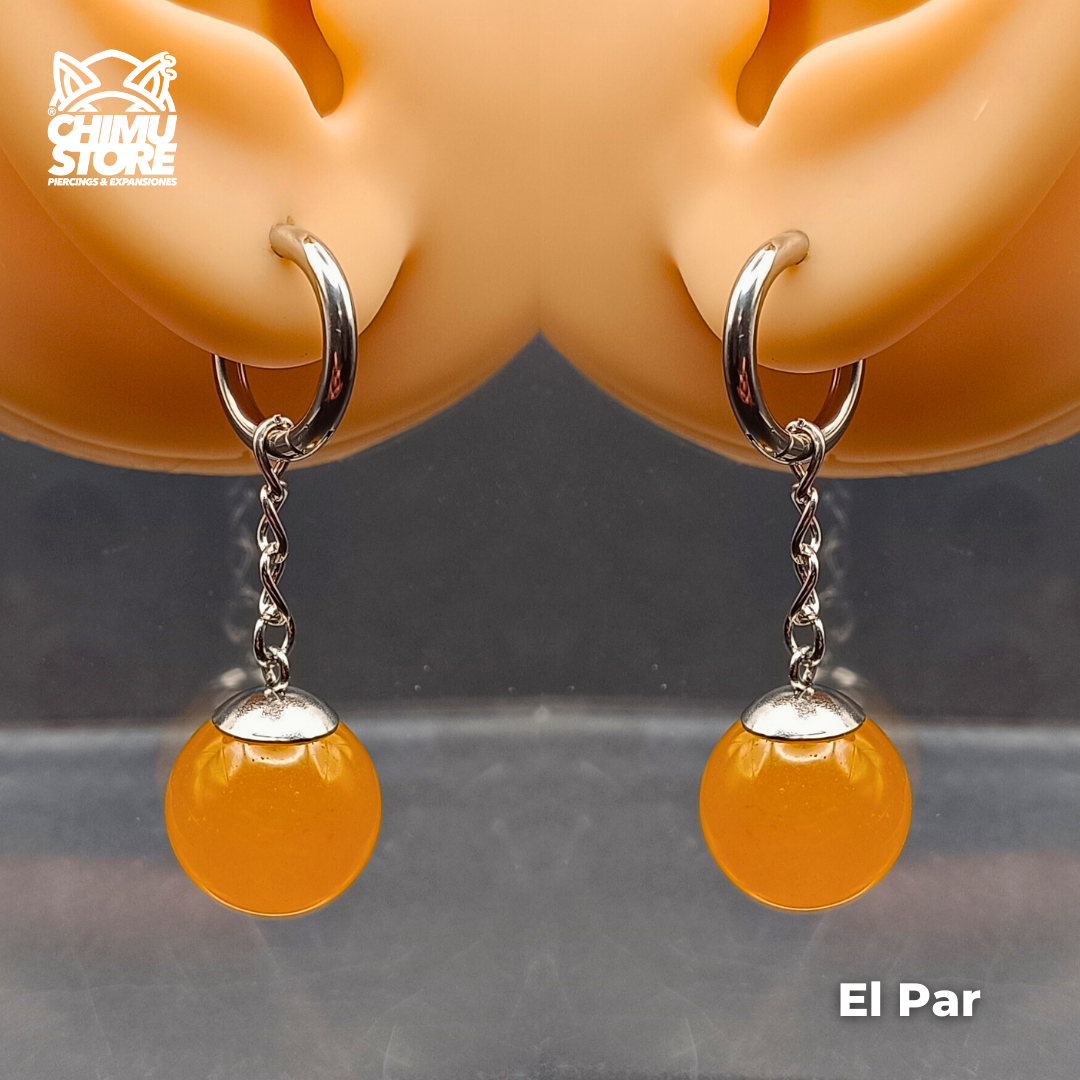 Colgante Acero Inoxidable - Aros Potara Naranjo Dragon Ball (1mm;10mm) (18G)