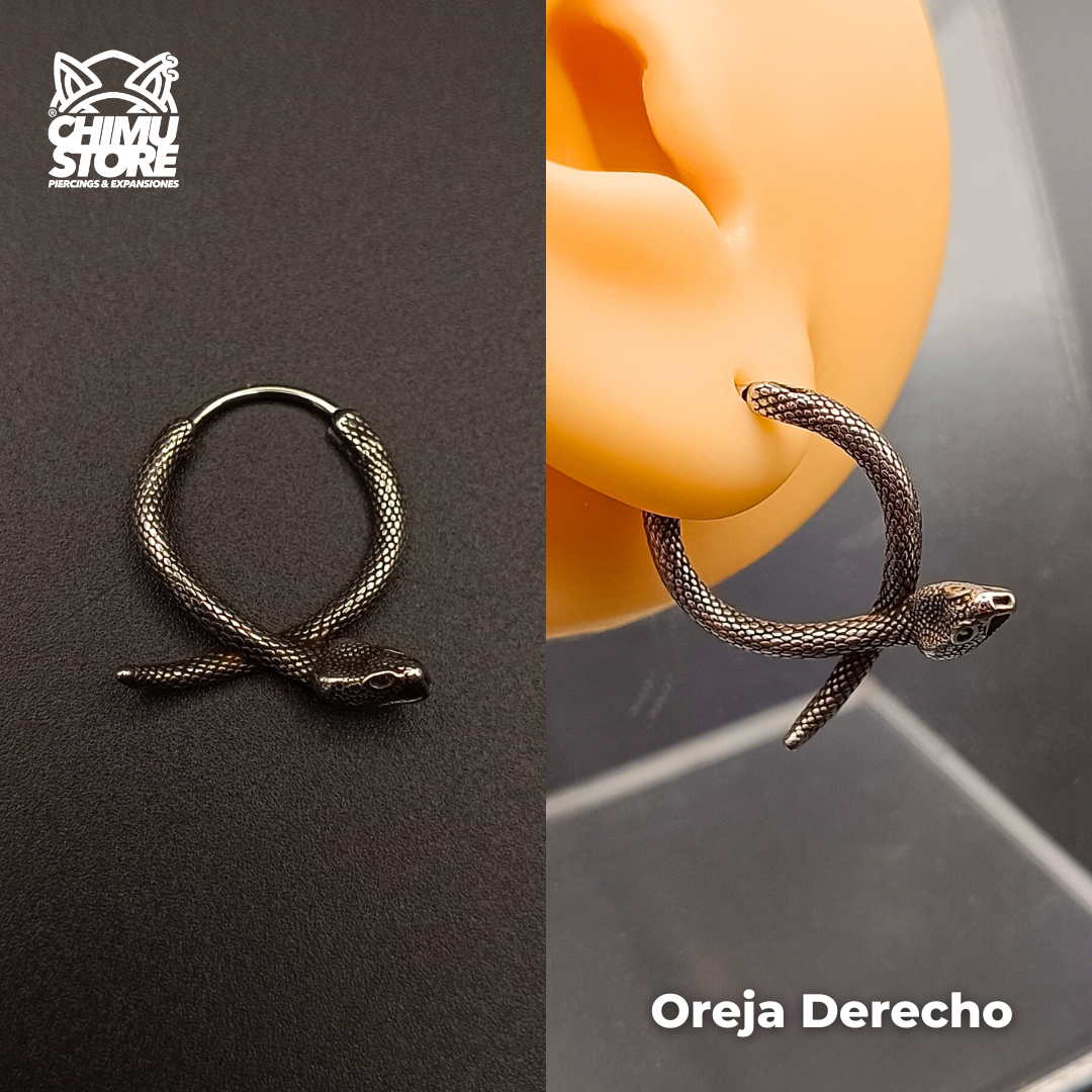 Piercing Lobulo Acero Inoxidable - Serpiente Cruzada 01 (1mm;12mm)