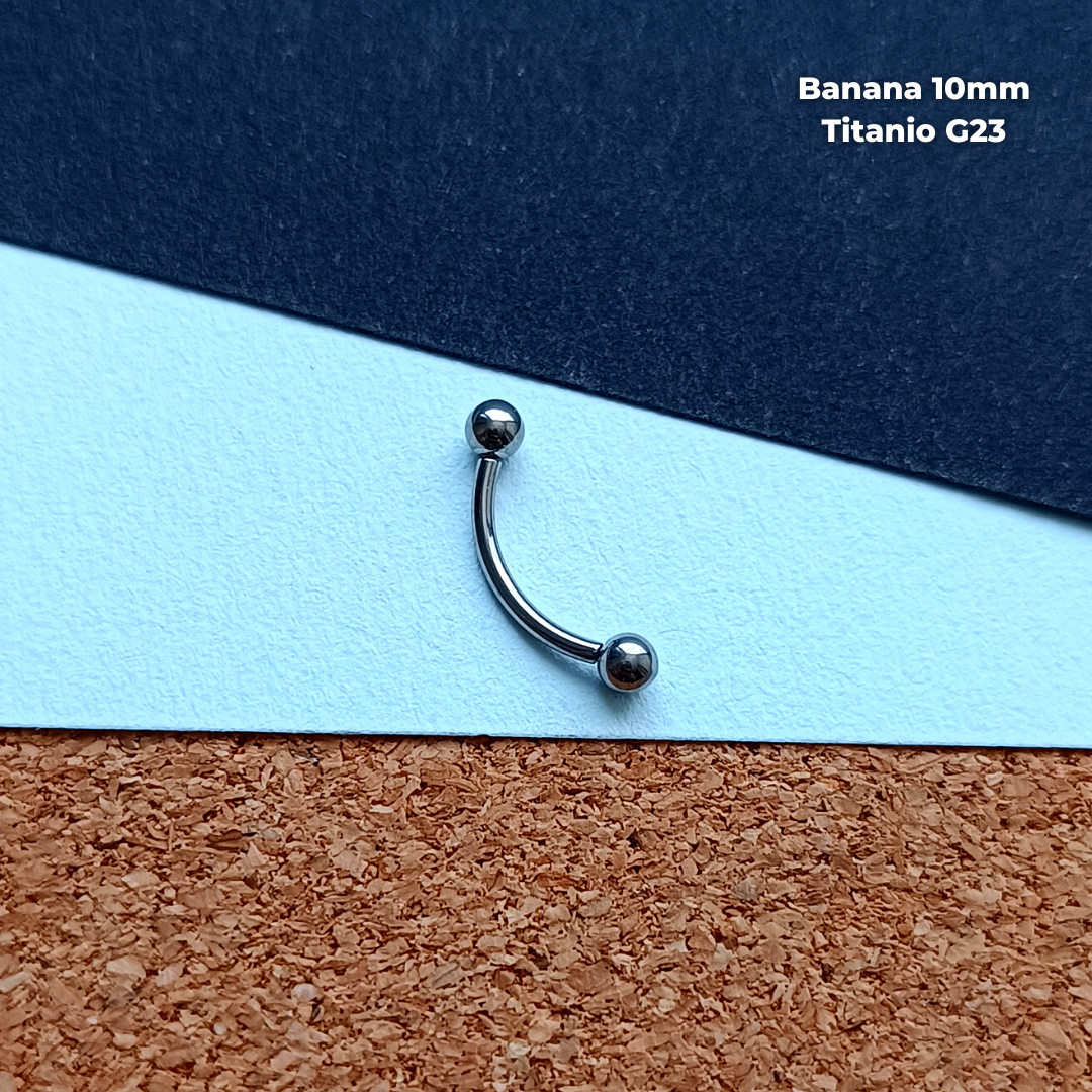 NEW Banana Rosca Interna Titanio G23 - Bolitas 3mm Plateado (1,2mm) (16G)