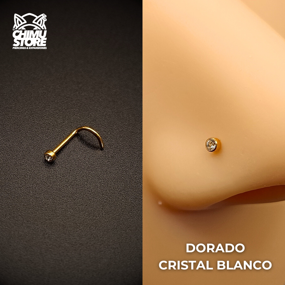 NEW Nostril Screw Colita Titanio G23 - Cristales (0,8mm) (20G)