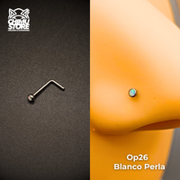 NEW Nostril (Forma L) Titanio G23 - Piedra Opalita (0,8mm) (20G)