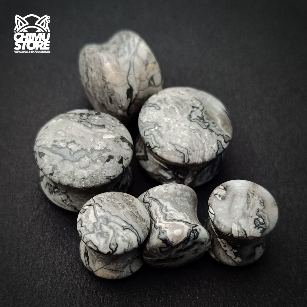 NEW Expansion Piedra Tapon - Gris Manchada Crazy Agate (10mm y 16mm)