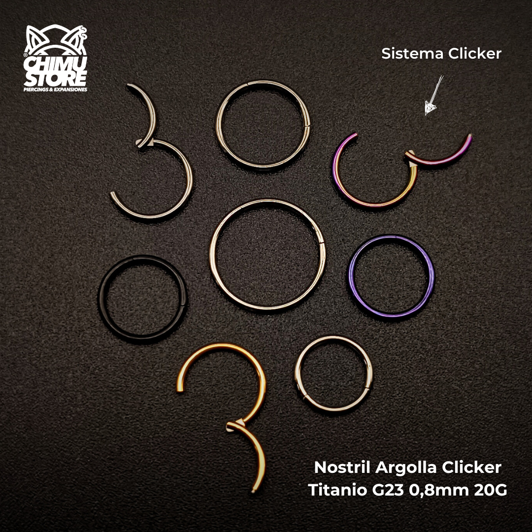NEW Nostril Argolla Clicker Titanio G23 - Lisa (0,8mm y 1mm) (18G y 20G)