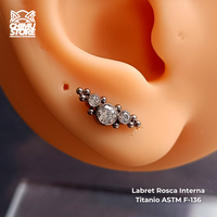 Labret Titanio ASTM F-136 - Cluster 3 Zirconias y Cuentas (1,2mm;8mm) (16G)