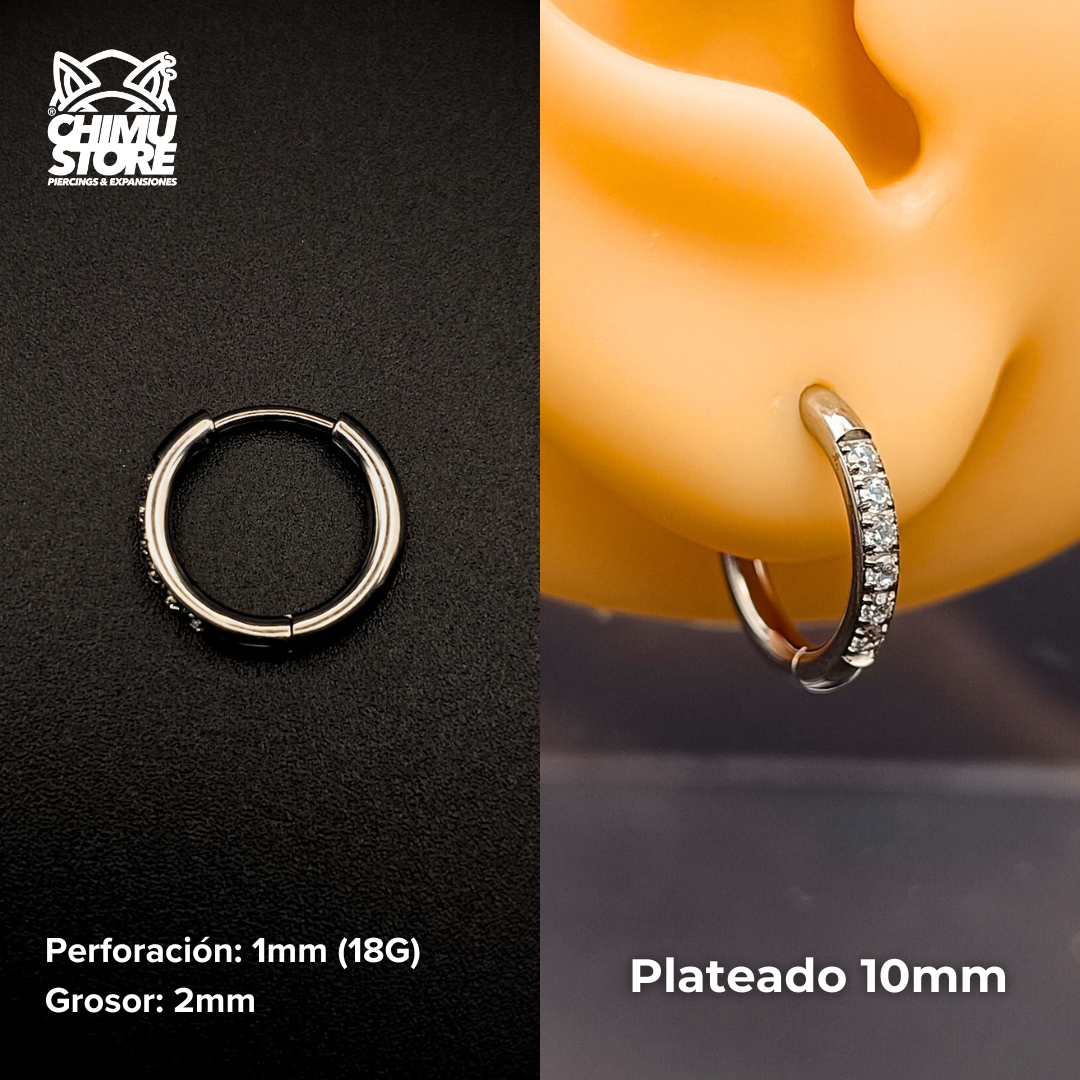 NEW Argollas Titanio G23 - Plateados Grosor 2mm Zirconias Laterales (1mm) (18G)