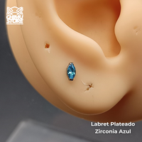 Labret Titanio ASTM F-136 - Zirconia Forma Diamante (1,2mm;8mm) (16G)