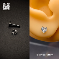 NEW Labret (HC) Titanio G23 - Prong Set Corazón Zirconia (1,2mm;8mm) (16G)
