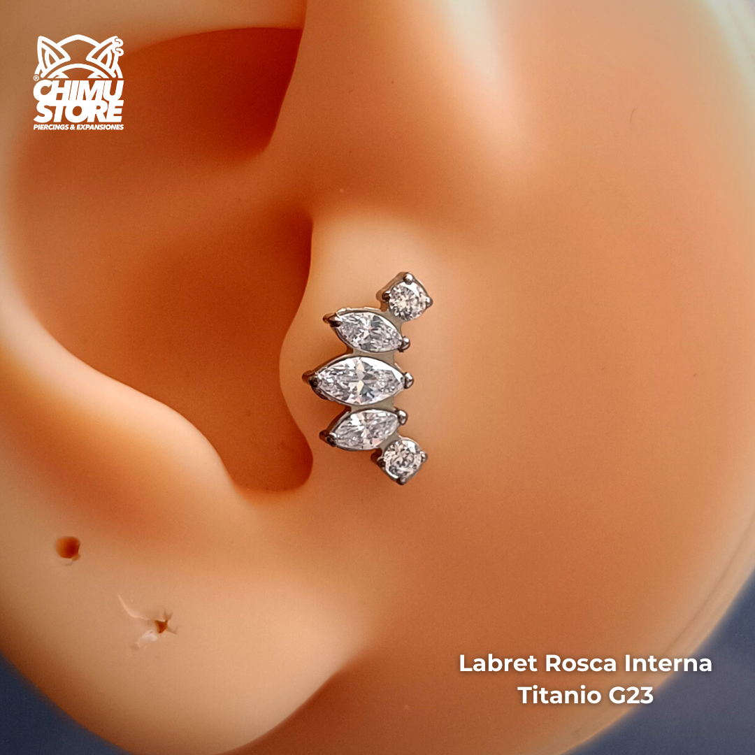 NEW Labret Titanio G23 - Corona de Zirconias (1,2mm;8mm) (16G)