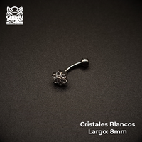 NEW Banana (HC) Titanio G23 - Flor 6 Petalos Cristales y Bolita 3mm (1,2mm) (16G)