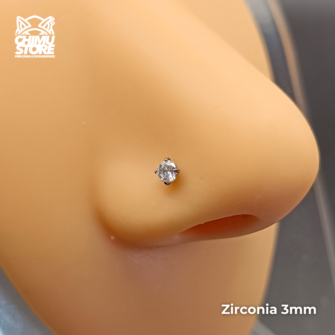 NEW Nostril Labret Push Pin Titanio G23 Prong Set Zirconia 0 8mm 8m Chimu Store Chile