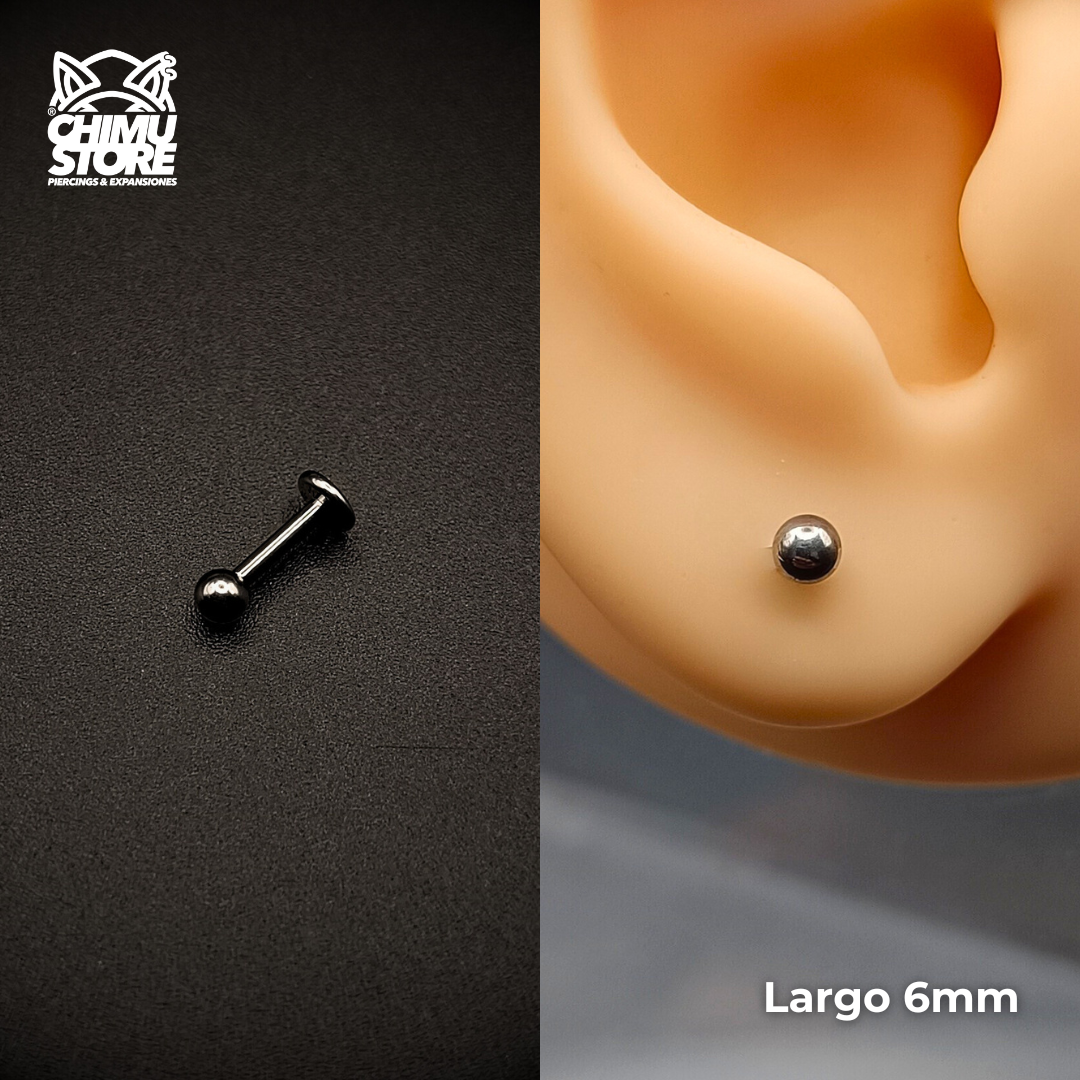 NEW Labret (HC) Titanio ASTM F-136 - Bolita de 3mm Plateados (1,2mm) (16G)