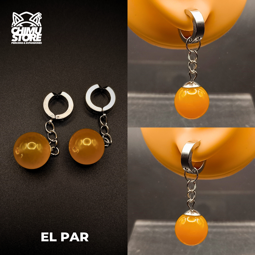 NEW Colgante (A PRESION) Acero Inoxidable - Aros Potara Naranjo (10mm)