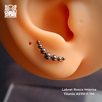 Labret Titanio ASTM F-136 - Cluster Trepadores 7 Cuentas (1,2mm;8mm) (16G)