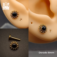 NEW Labret Titanio ASTM F-136 - Agata Bordeado de Cuentas (1,2mm) (16G)