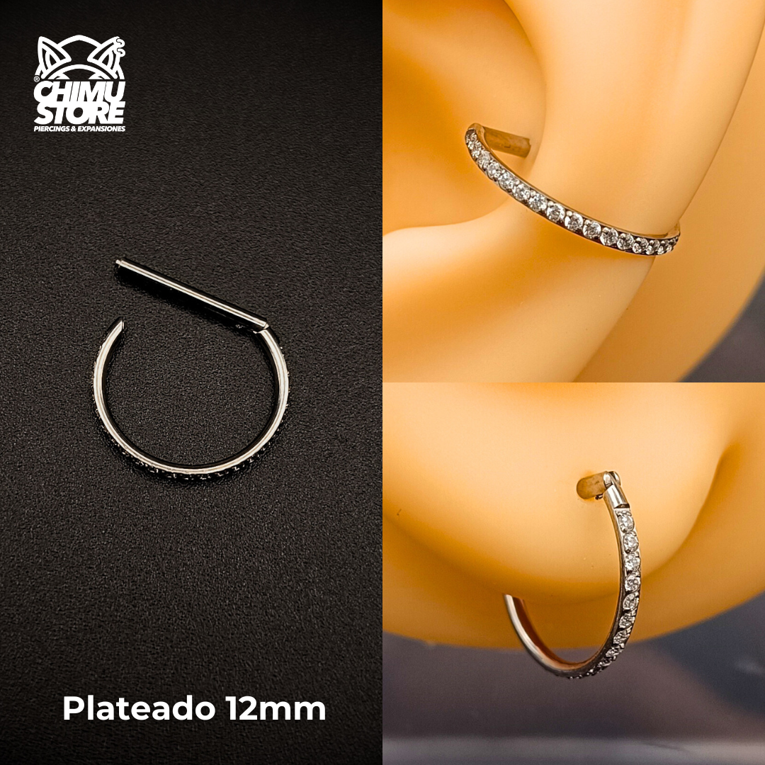 Argolla Clicker Titanio G23 - Forma D Full Zirconias Laterales (1,2mm) (16G)