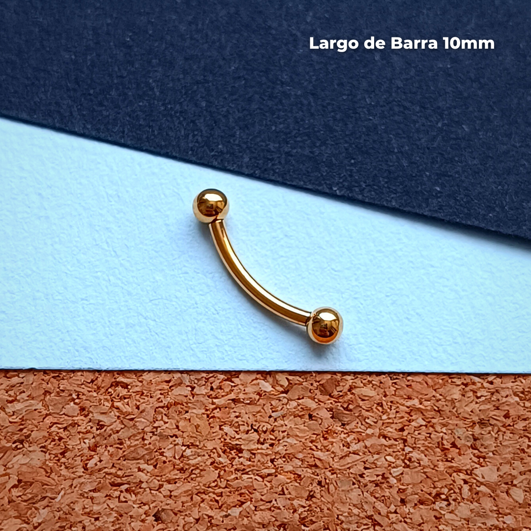 NEW Banana Rosca Interna Titanio ASTM F-136 - Dorado Bolitas 3mm (1,2mm) (16G)