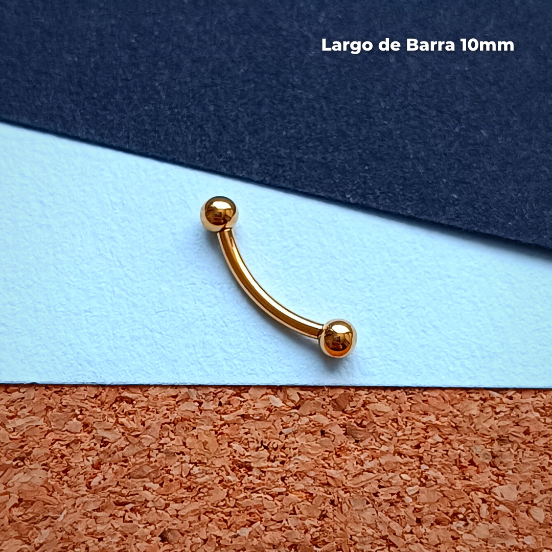 Banana Rosca Interna Titanio ASTM F-136 - Dorado Bolitas 3mm (1,2mm) (16G)