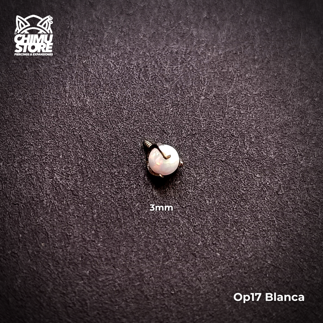 Tops de Labrets Titanio G23 - Esfera Opalita de 3mm (1,2mm) (16G)