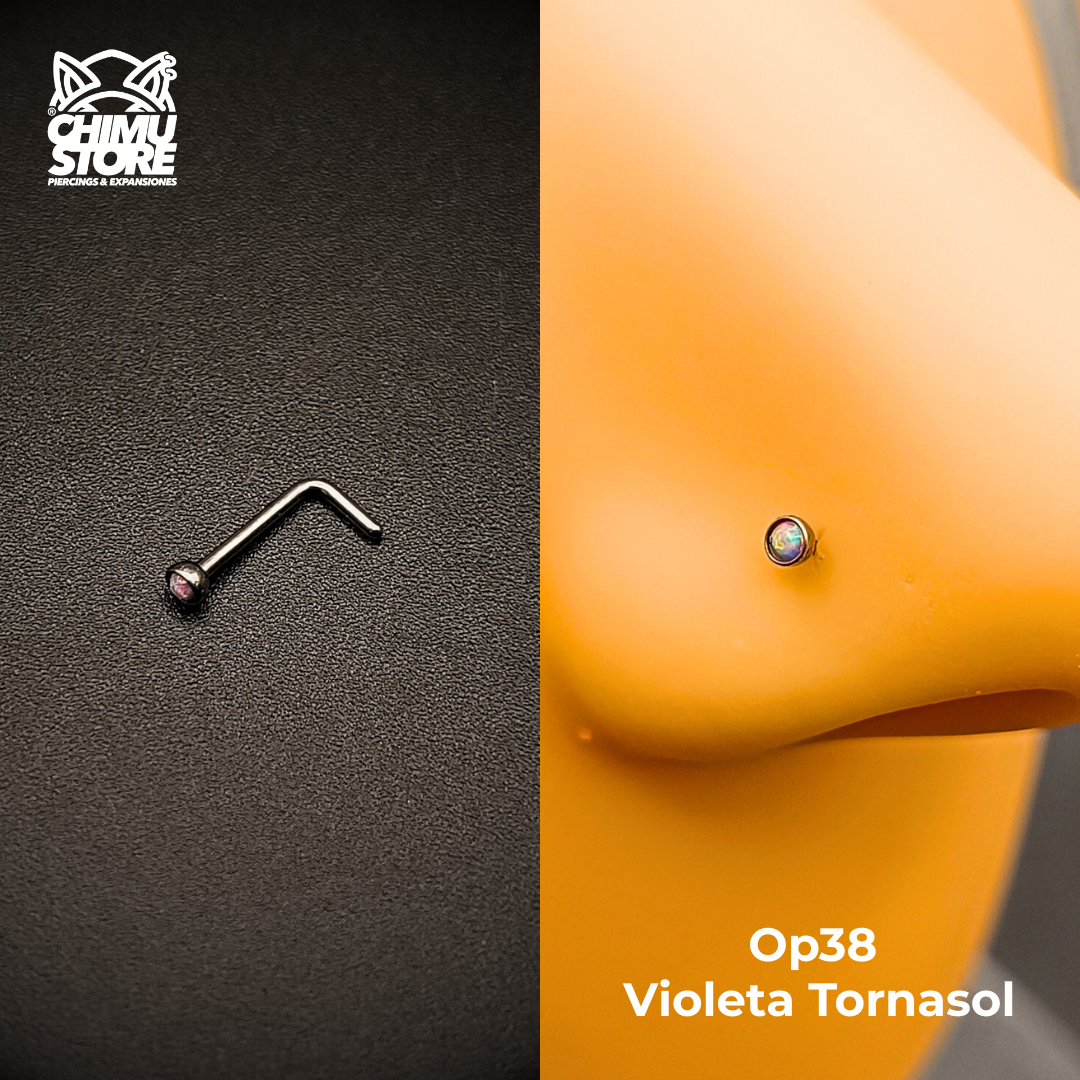 NEW Nostril (Forma L) Titanio G23 - Piedra Opalita (0,8mm) (20G)