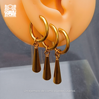 NEW Colgante Acero Inoxidable - Pendiente de Zoro Corto Gota 24mm (1mm;12mm) (18G)
