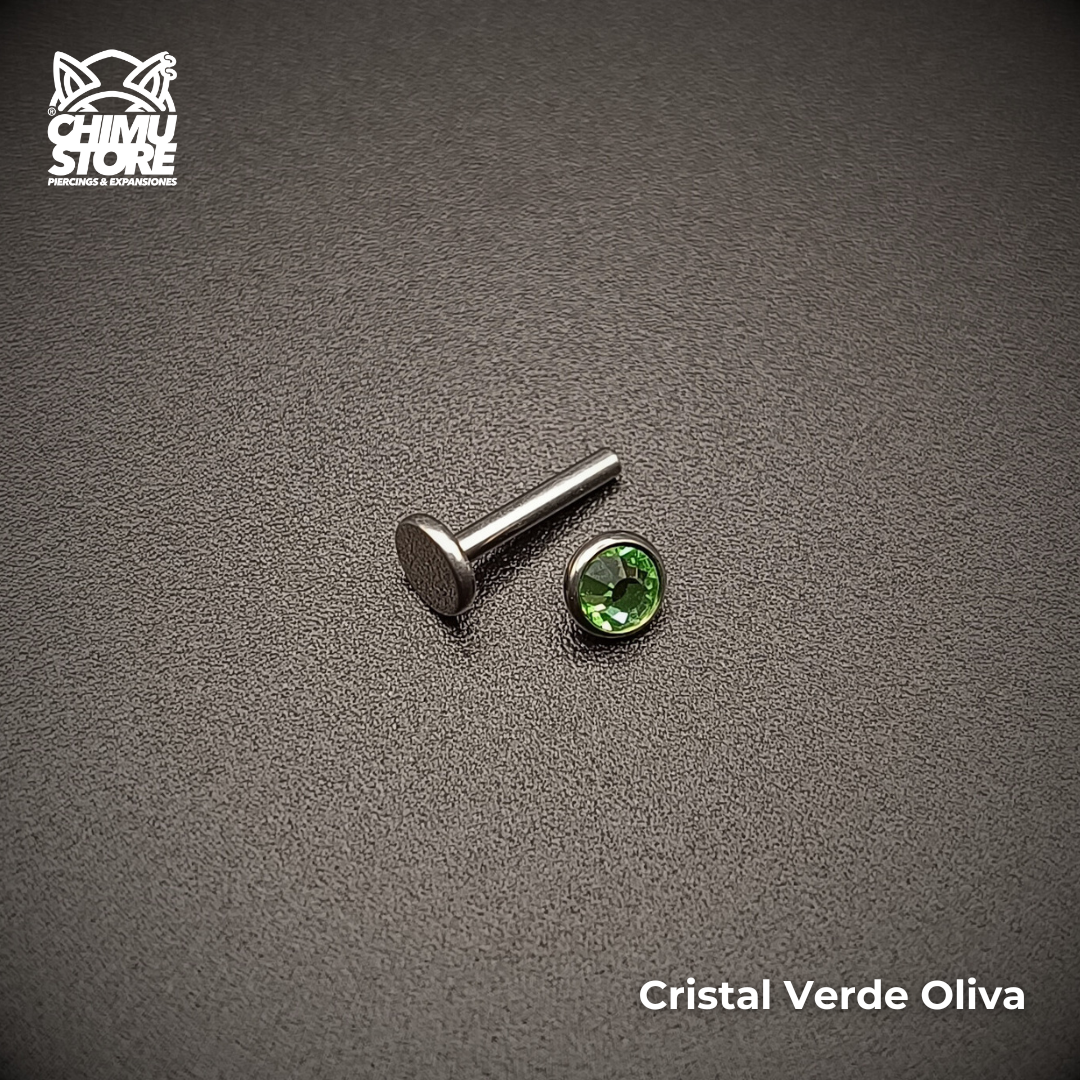 Labret Titanio G23 - Bezel Set Cristal 4mm (1,2mm;8mm) (16G)