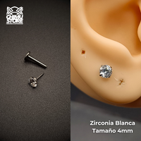 NEW Labret Push Pin Titanio G23 - Prong Set Zirconia Redonda (1,2mm) (16G)