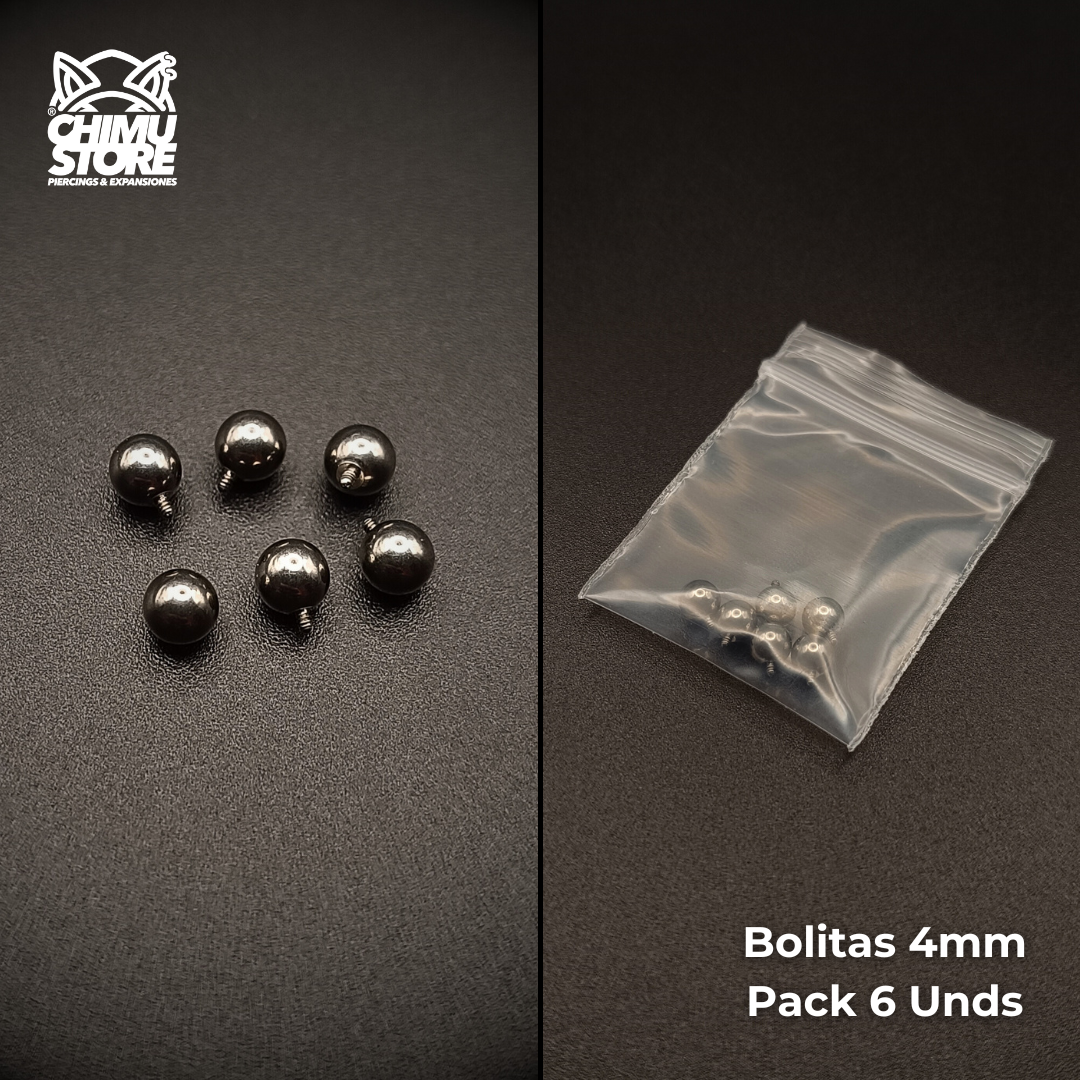 NEW Packs de Repuestos Bolita 3mm y 4mm - Rosca Interna Titanio G23 (1,2mm) (16G)