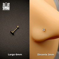 NEW Nostril Labret (Push Pin) Titanio G23 - Prong Set Zirconia (0,8mm) (20G)