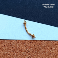 NEW Banana Rosca Externa Titanio G23 - Puntas 3mm Dorado (1,2mm) (16G)