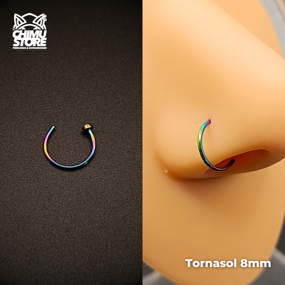 NEW Nostril Titanio G23 - Argolla con Tope 8mm (0,8mm;8mm) (20G)
