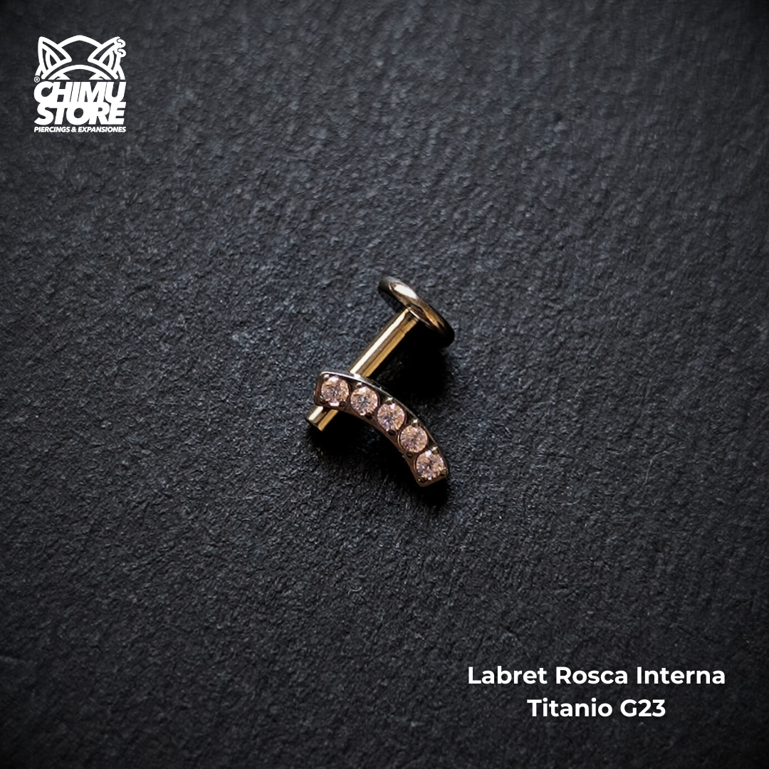 NEW Labret Titanio G23 - Cluster Recto 5 Cristales (1,2mm;8mm) (16G)
