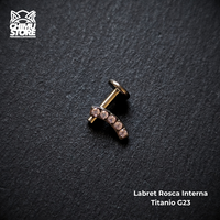NEW Labret Titanio G23 - Cluster Recto 5 Cristales (1,2mm;8mm) (16G)