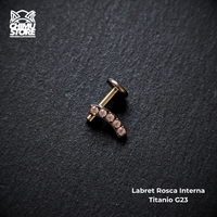 Labret Titanio G23 - Cluster Recto 5 Cristales (1,2mm;8mm) (16G)