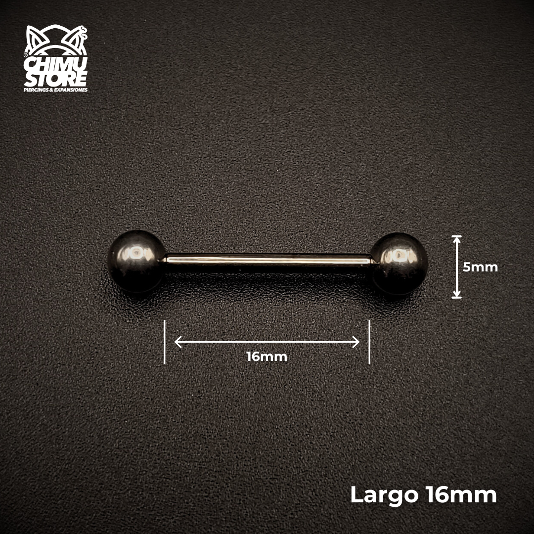 NEW Barbell Recto (HC) Titanio ASTM F-136 - Bolitas de 5mm (1,6mm) (14G)