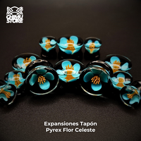 Expansion Pyrex - Flor Celeste Fondo Negro (8mm a 19mm)