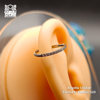 NEW Argolla Clicker Forma D Titanio G23 - Zirconias Laterales (1,2mm;12mm) (16G)