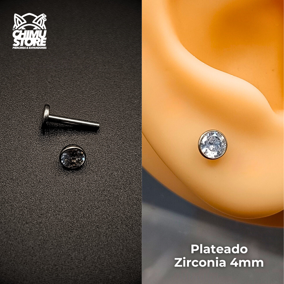 NEW Labret (HC) Titanio G23 - Bezel Set Zirconia (1,2mm;8mm) (16G)