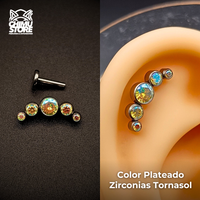 NEW Labret (HC) Titanio G23 - Cluster 5 Zirconias (1,2mm) (16G)