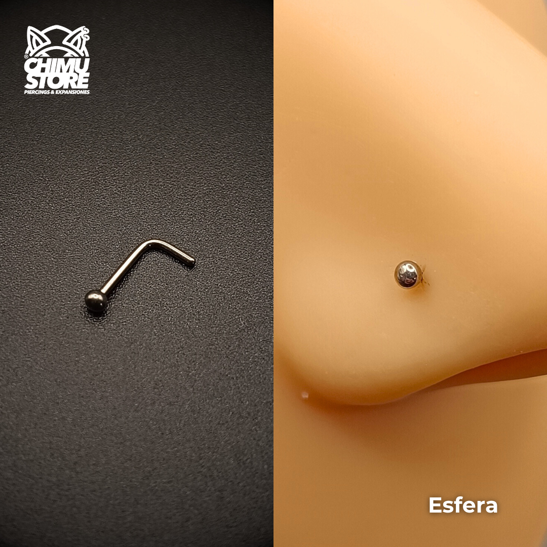 NEW Nostril Forma de L Titanio G23 - 5 Diseños (0,8mm;6+4mm) (20G)