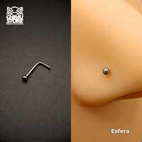 NEW Nostril Forma de L Titanio G23 - 5 Diseños (0,8mm;6+4mm) (20G)