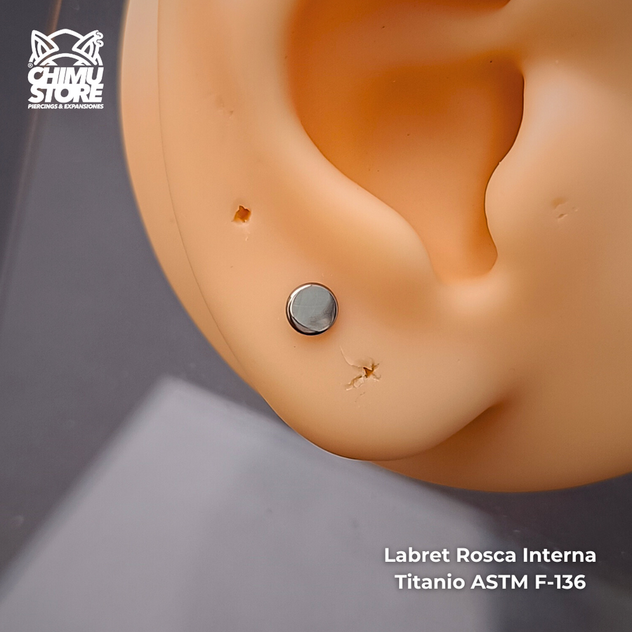 NEW Labret Titanio ASTM F-136 - Disco de 4mm (1,2mm;8mm) (16G)