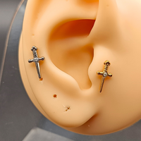 Labret Titanio ASTM F-136 - Daga con Zirconia (1,2mm;8mm) (16G)