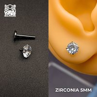 NEW Labret (HC) Titanio G23 - Prong Set Zirconia Blanca M002 (1,2mm) (16G)