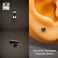 NEW Labret (HC) Titanio G23 - Prong Set Zirconia Cuadrada 003 (1,2mm;8mm) (16G)